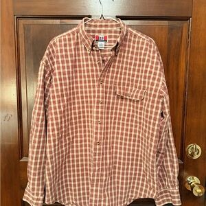 Men's Red Plaid Shirt 100% Cotton
